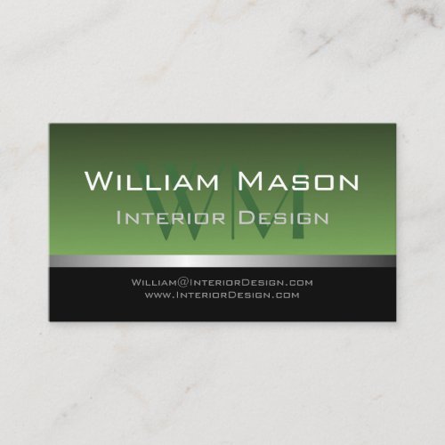 Green &amp; Silver Stripe Professional Business Card