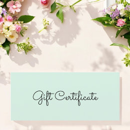 Green Simple Beauty Business Gift Certificate