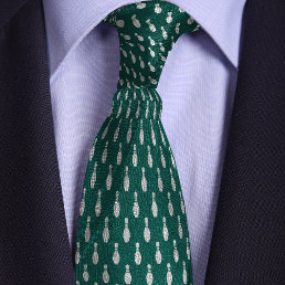 Green Simple Bowling Pin Design Neck Tie
