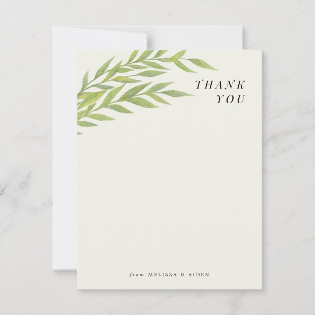 Green Simple Branch Thank You Note (Front)