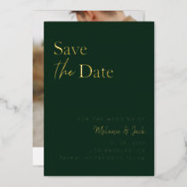 Green Simple Calligraphy Photo Save The Date  Foil Invitation