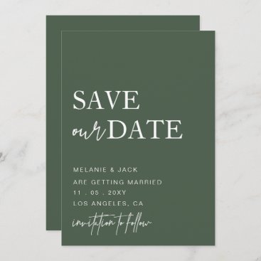 Green Simple Calligraphy Save The Date