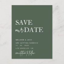 Green Simple Calligraphy Save The Date  Announcement Postcard