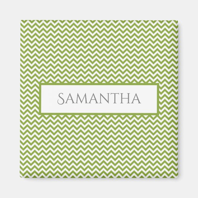 Green Simple Chevron Personalized Magnet (Front)