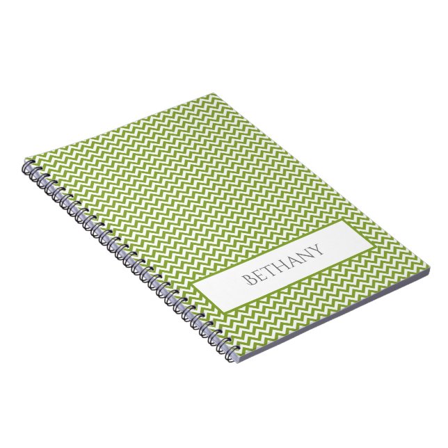 Green Simple Chevron Personalized Notebook (Right Side)