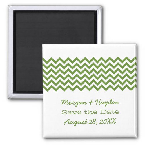 Green Simple Chevron Save the Date Magnet