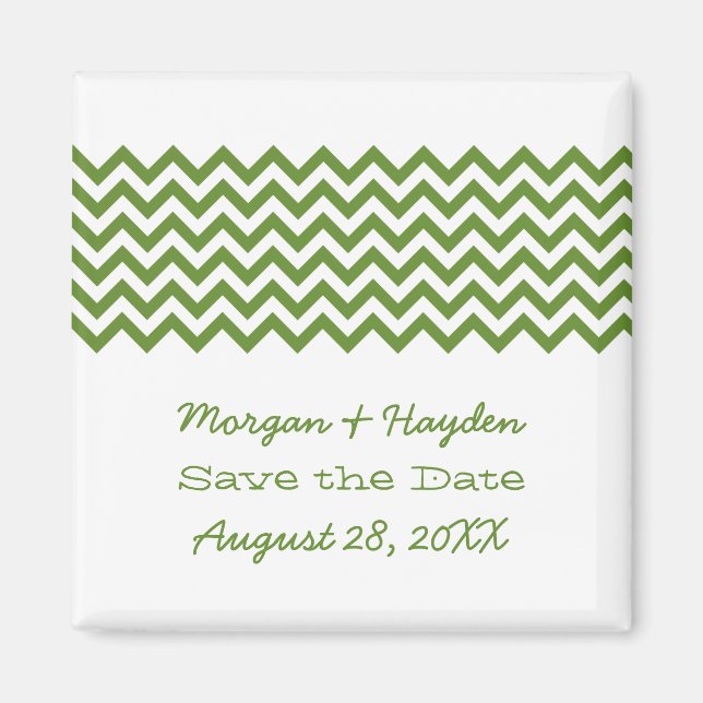 Green Simple Chevron Save the Date Magnet (Front)