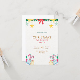 Green Simple Christmas Eve Dinner Party Invitation