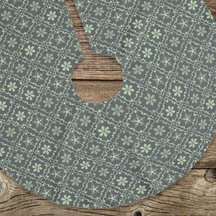 Green Simple Christmas Snowflake Pattern Brushed Polyester Tree Skirt