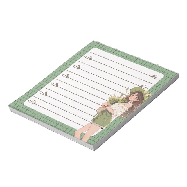Green Simple Cute Anime Boho Notepad (Rotated)