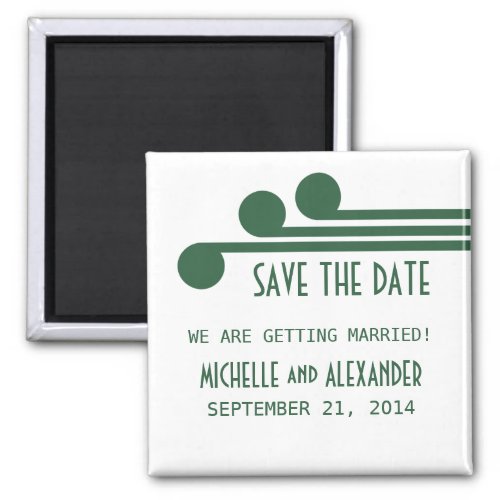 Green Simple Deco Chic Save the Date Magnet