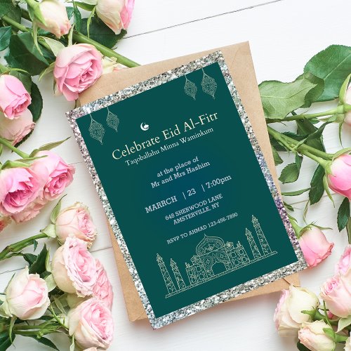 Green Simple Eid al fitr celebration Invitation