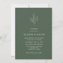 Green Simple Elegant Modern Botanical Wedding Invitation