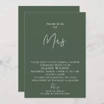 Green Simple Elegant Modern Bridal Shower  Invitation