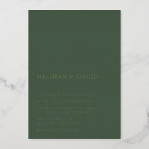 Green Simple Elegant Modern Wedding  Foil Invitation
