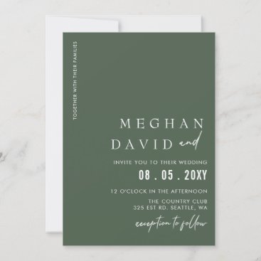 Green Simple Elegant Modern Wedding  Invitation