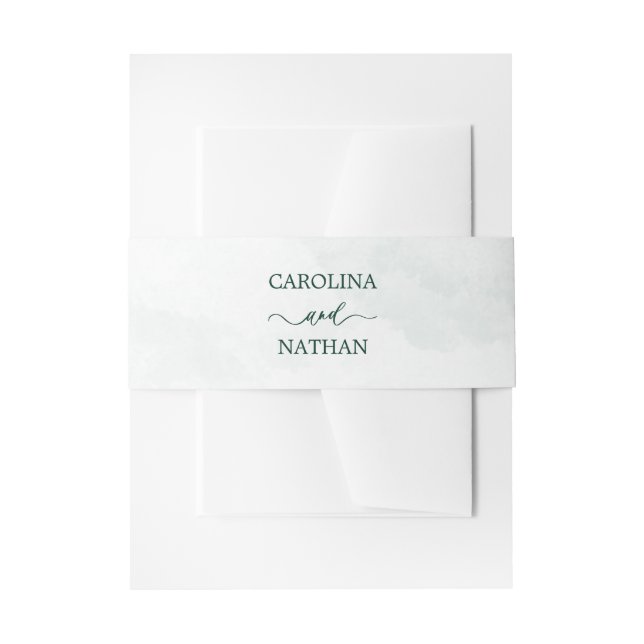 Green Simple Elegant Wedding Names Invitation Belly Band (Front Example)