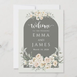 Green simple Flowery Welcome Sign Wedding Invitation