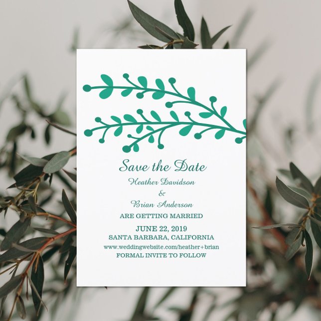 Green Simple Foliage Save the Date Invite (Creator Uploaded)