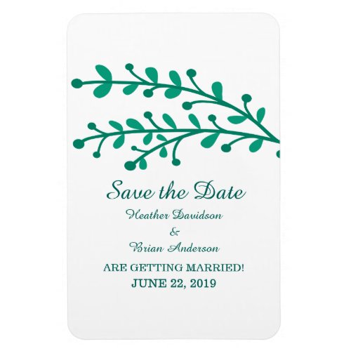 Green Simple Foliage Save the Date Magnet