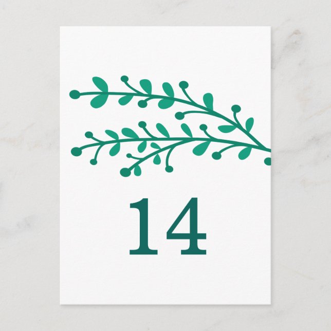 Green Simple Foliage Table Number (Front)