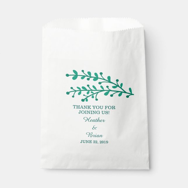 Green Simple Foliage Wedding Favor Bag (Front)