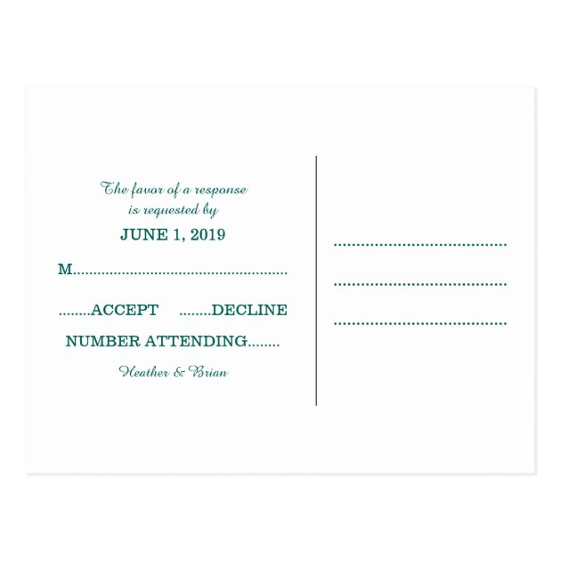 Green Simple Foliage Wedding RSVP Postcard