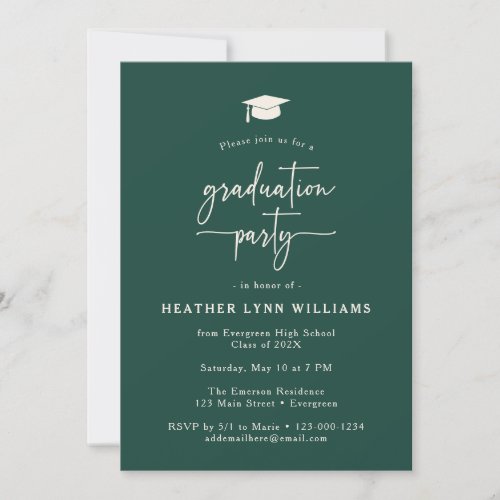 Green Simple Graduation Invitation