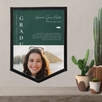 Green | Simple Graduation Photo & Quote Pennant by IYHTVDesigns at Zazzle
