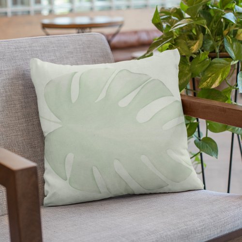 Green Simple Greenery Palm Leaves Throw Pillow