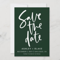 Green Simple Handwritten Calligraphy Save the Date