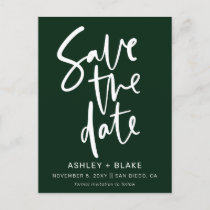 Green Simple Handwritten Calligraphy Save the Date Announcement Postcard