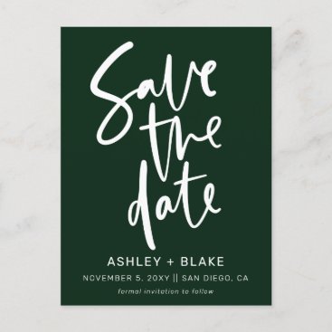 Green Simple Handwritten Calligraphy Save the Date Announcement Postcard