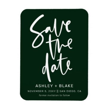 Green Simple Handwritten Calligraphy Save the Date Magnet