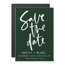 Green Simple Handwritten Calligraphy Save the Date Magnetic Invitation