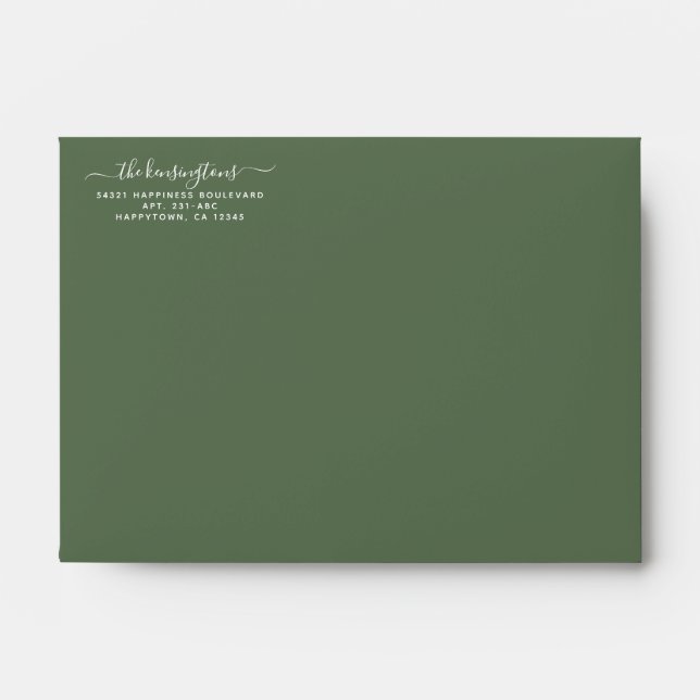 Green Simple Handwritten Script Return Address Envelope (Front)
