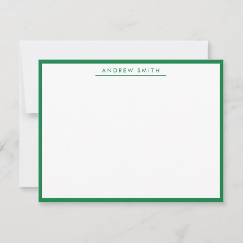 Green Simple Line Modern Stylish Elegant Formal Note Card