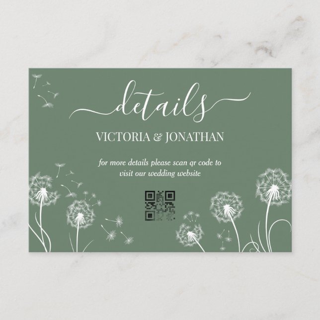 Green Simple Meadow Flower Wedding Details Enclosure Card (Front)