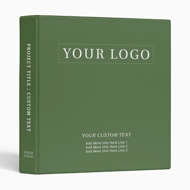 Green Simple Minimal Business Logo Promotional 3 Ring Binder (Front/Spine)