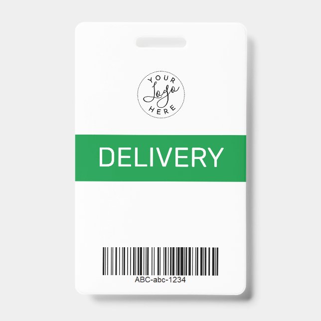 Green Simple Minimalist Delivery Pass ID  Badge (Front)