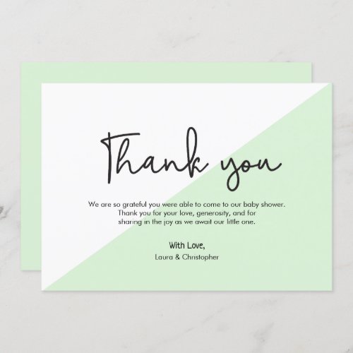 Green Simple Modern Baby Shower Thank You Invitation