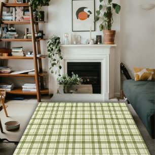 Green Simple Modern Farmhouse Plaid Area  Rug