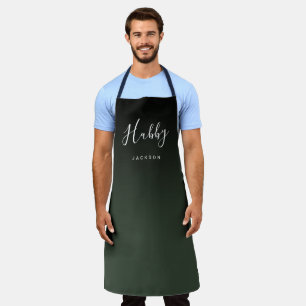 Green simple personalized hubby apron