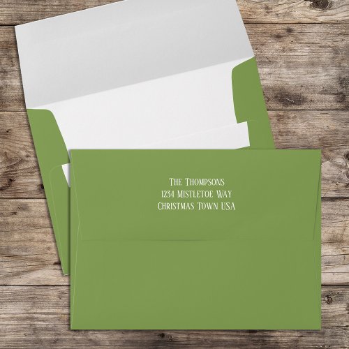 Green Simple Return Address Christmas Envelope