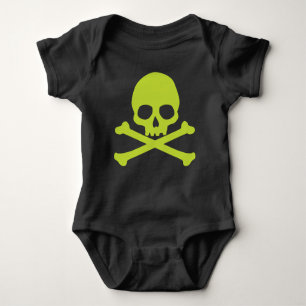 Green Simple Skull and Crossbones Baby Bodysuit