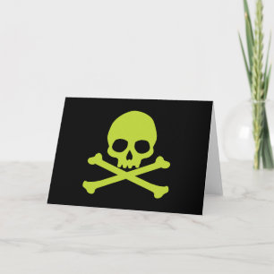Green Simple Skull and Crossbones Card