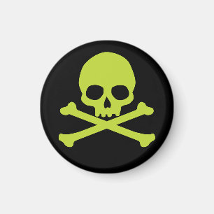 Green Simple Skull and Crossbones Magnet