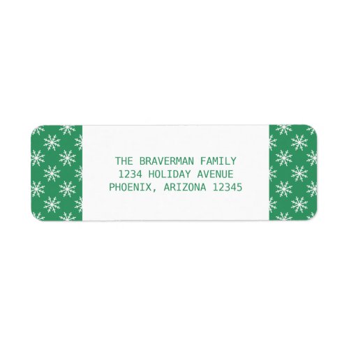 Green Simple Snowflake Holiday Address Labels