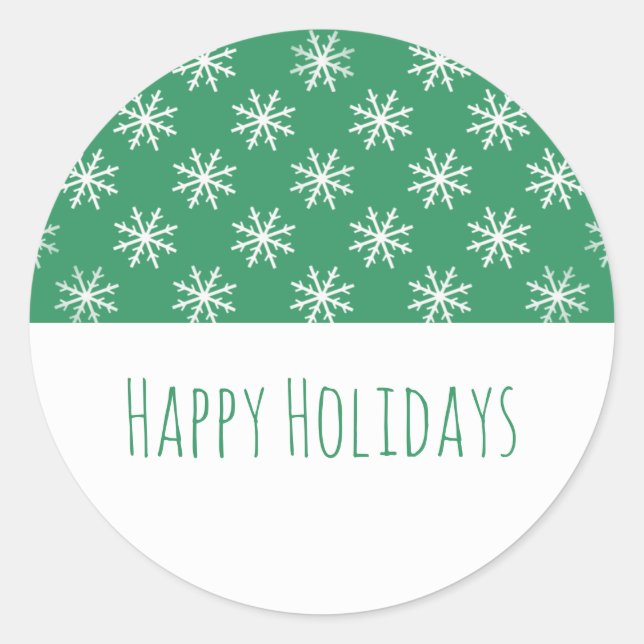 Green Simple Snowflake Holiday Stickers (Front)