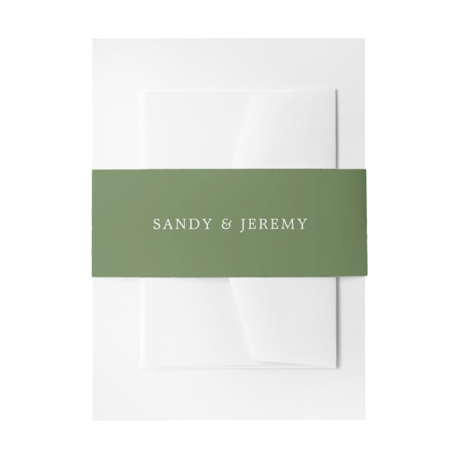 Green Simple Solid Color Wedding Invitation Belly Band (Front Example)